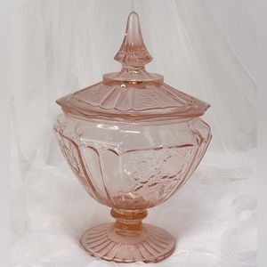 Vintage Mayfair Pink Candy Dish & Lid Hocking Glass Company